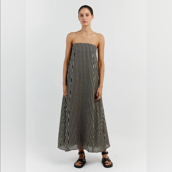 RORY BLACK LINEN MIDI DRESS - Picture 4 of 8